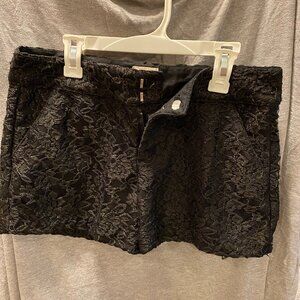 Gianni Bini Womens Black Elastic Waist Hidden Zip Crochet Floral Lace Shorts